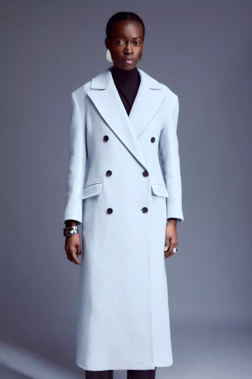 Bright blue wool coat deals